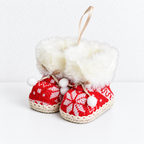 CouldNook Mini Christmas Boot Ornament - Faux Fur Cuff Pair