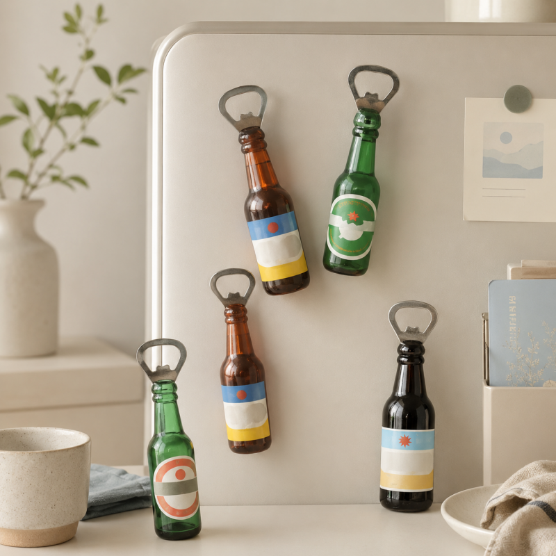 CouldNook Bottle Shape Fridge Magnet Opener - Integrated Opening Edge Profile
