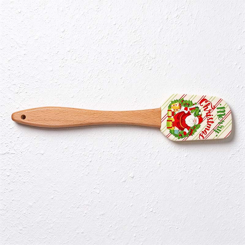 CouldNook Christmas Silicone Spatula - Printed Head and Beech Handle