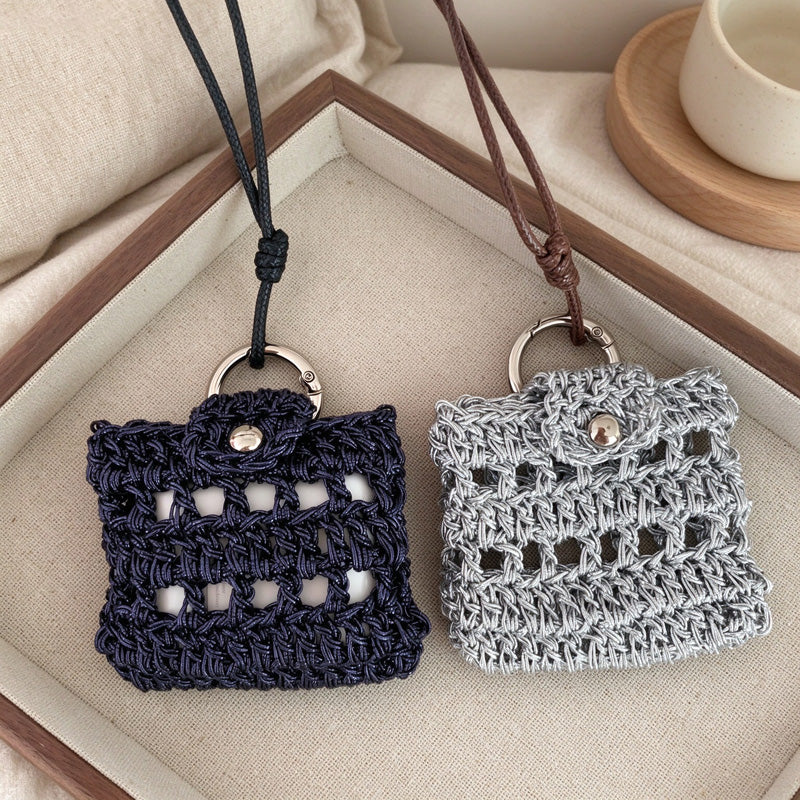 Crochet Earbud Pouch with Adjustable Neck Cord