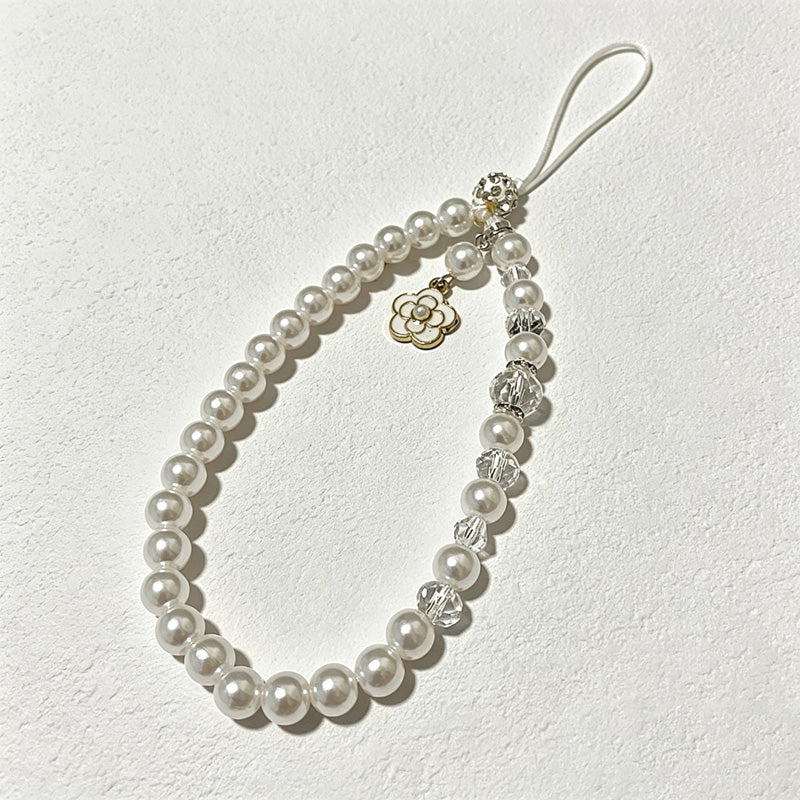 CloudNook Camellia Beaded Phone Strap‑Wrist Cellphone Lanyard