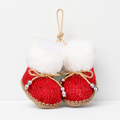 CouldNook Christmas Boot Pair Ornament - Fluffy Cuffs and Little Bows