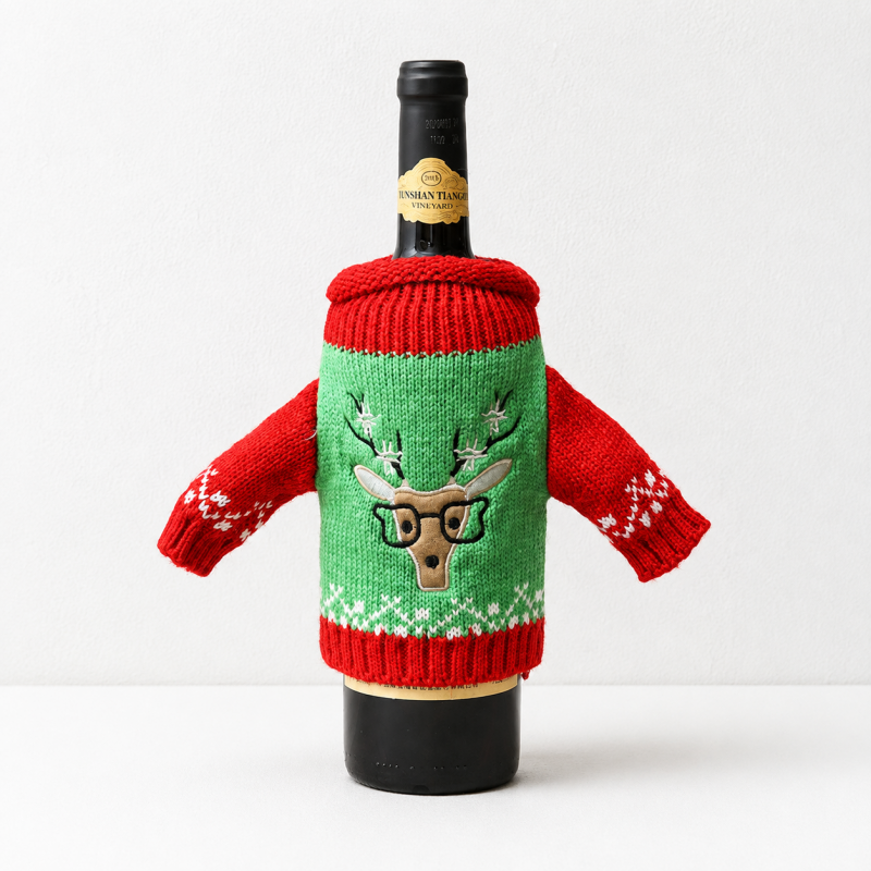 CouldNook Christmas Bottle Sweater - Knit Texture and Holiday Motifs