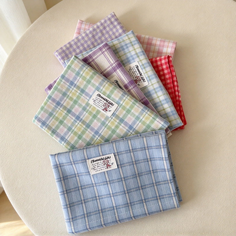CouldNook Plaid Fabric Table Napkin - Woven-Look Checks And Sewn Label