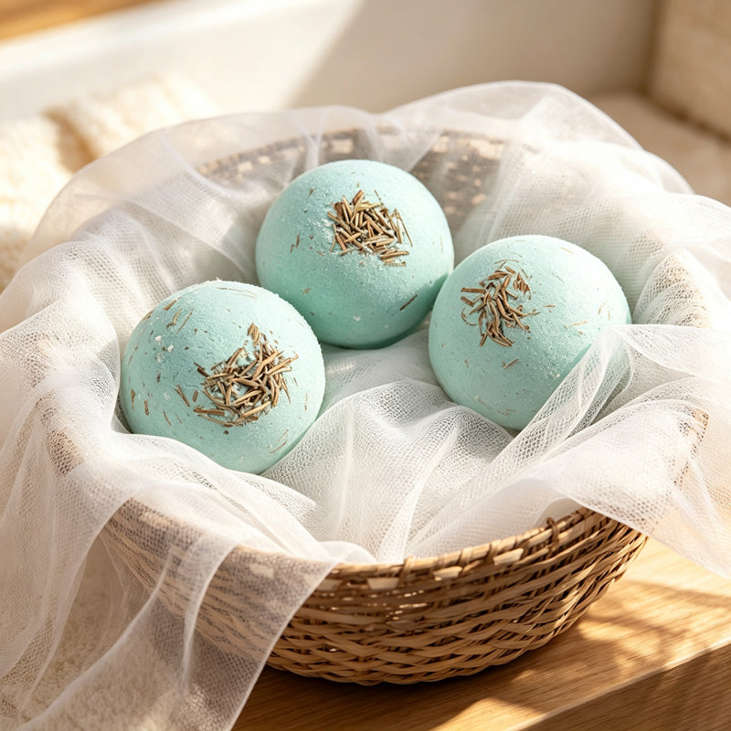 CouldNook Green Tea Bath Bomb - Botanical Speckled Sphere