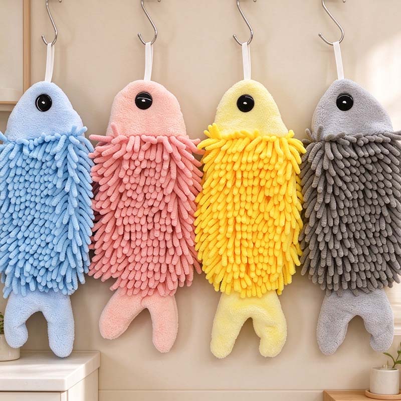 CouldNook Fish Hanging Hand Towel - Tufted Body And Split Tail
