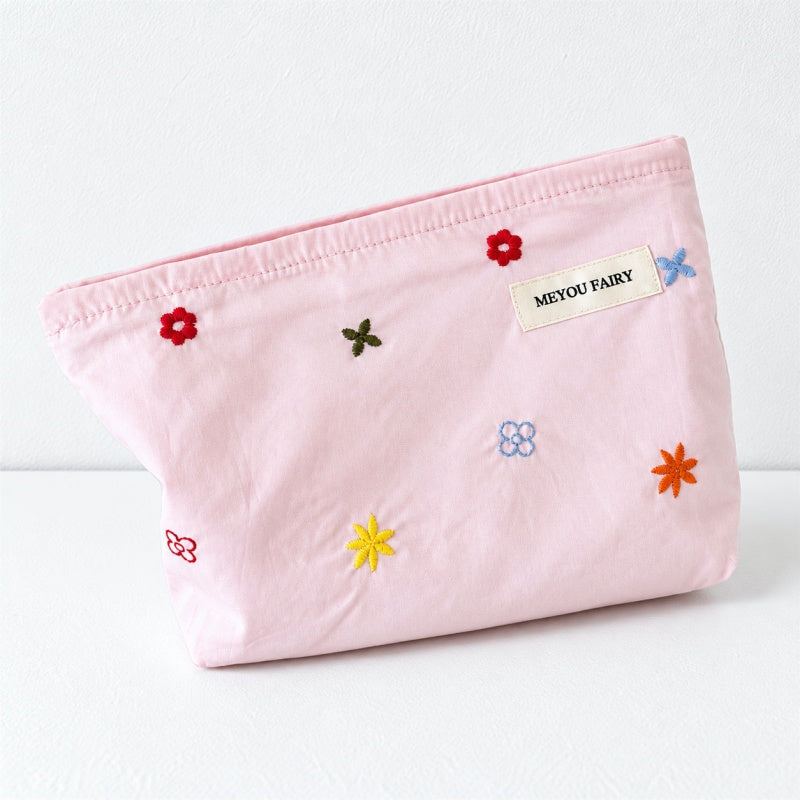 CouldNook Embroidered Flower Makeup Pouch - Pastel Panels