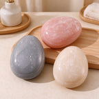 Marbled Egg-Shaped Palm Hairbrush with Rounded Pins