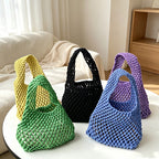 CloudNook Cotton Rope Woven Handbag‑Mesh Tote Bag
