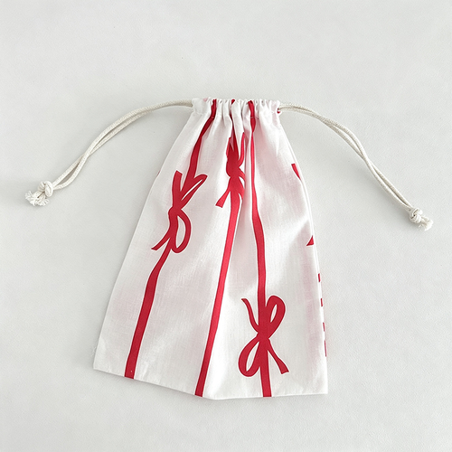 CouldNook Bow Print Drawstring Organizer Bag - Useful Tabletop Accent