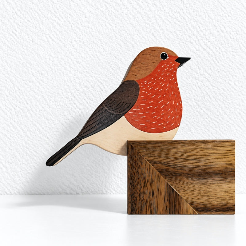 CouldNook Robin Frame Corner Decoration - Paired Birds and Feather Details