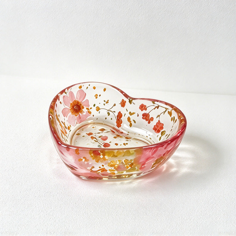 CouldNook Heart Jewelry Tray - Clear Resin and Embedded Flower Details