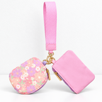 CouldNook Wristlet Pouch Set - Floral and Plain Zippered Compartments