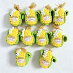 CouldNook Yarn Corn Character Keychain - Leaf-Wrapped Figure Body