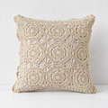 CouldNook Crochet Floral Cushion Cover - Openwork Medallions And Cotton Texture
