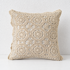 CouldNook Crochet Floral Cushion Cover - Openwork Medallions And Cotton Texture