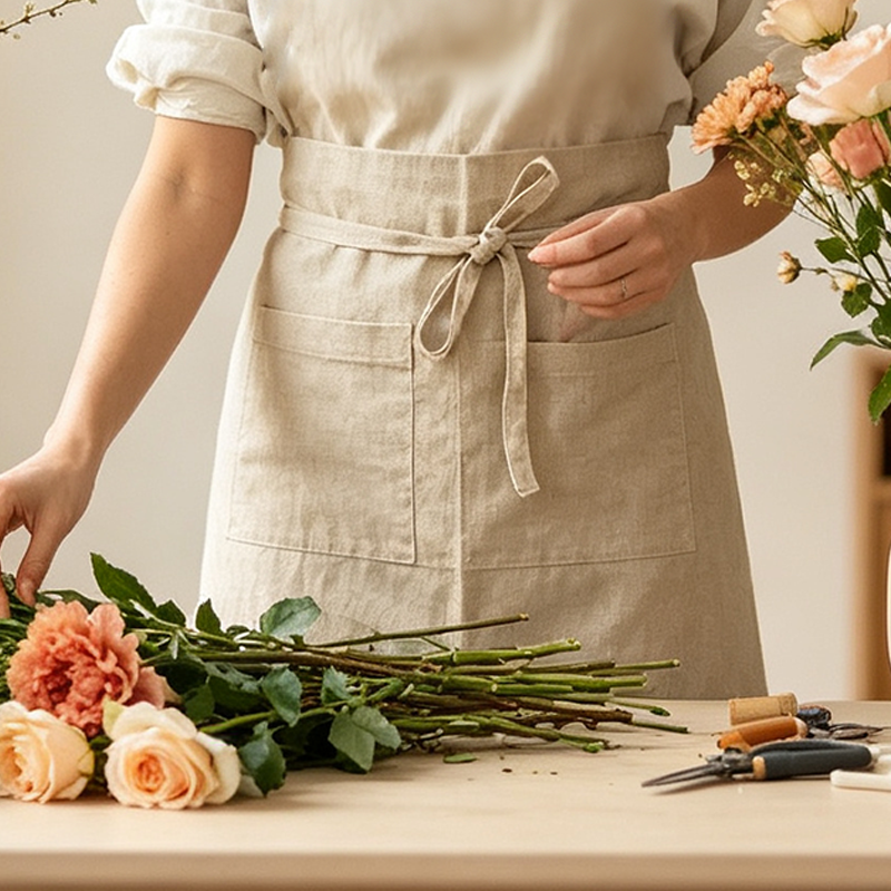 CouldNook Natural Texture Half Apron - Waist Kitchen Accent