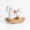 CouldNook Miniature Rocking Horse - White Body And Curved Wooden Base
