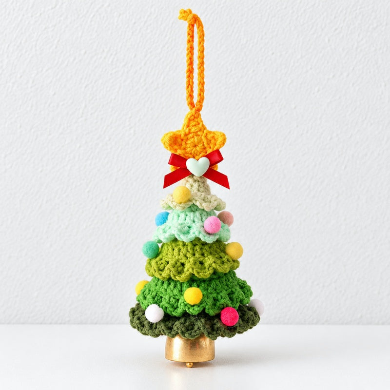 CouldNook Crocheted Christmas Tree Ornament - Layered Branches And Hanging Bell