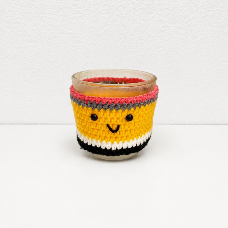 CouldNook Yarn Drinking Glass Sleeve - Striped Smiling Design
