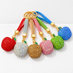 CouldNook Apple Keychain - Dimensional Rhinestone Fruit and Small Leaf Detail