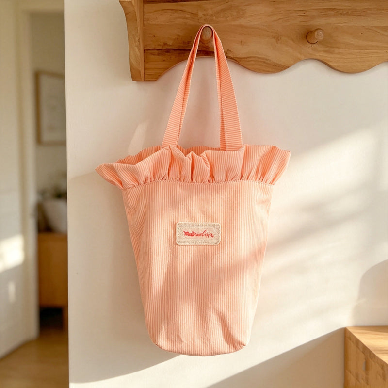 CouldNook Striped Ruffle Lunch Tote Bag - Soft Room Accent