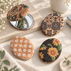 CouldNook Retro Folding Compact Mirror - Double-Sided Patterned Designs
