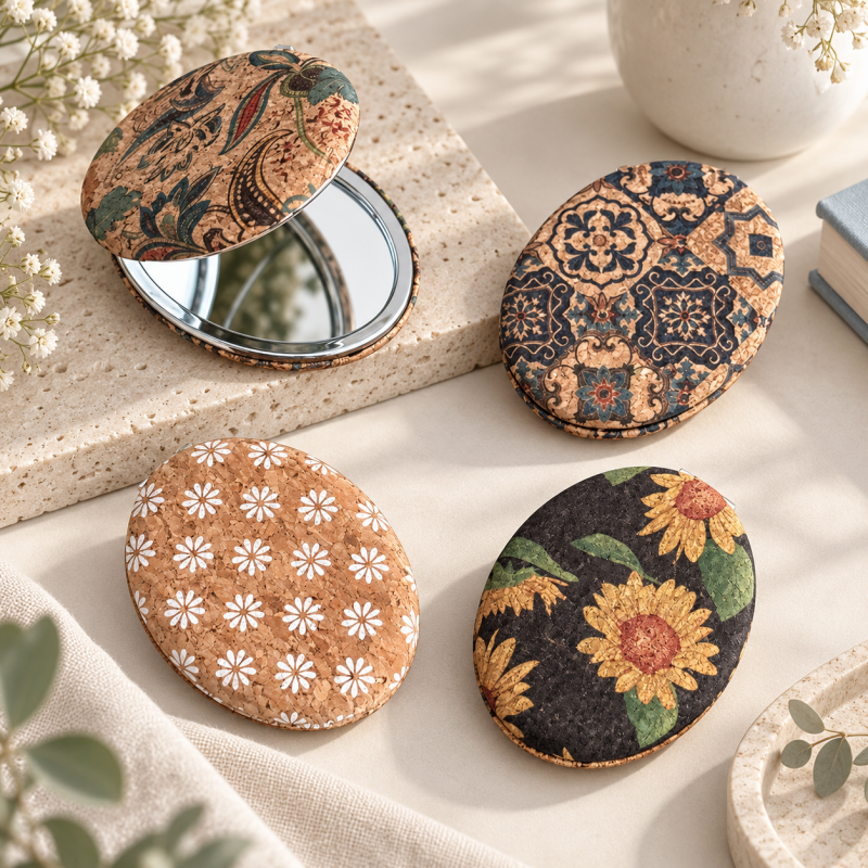 CouldNook Retro Folding Compact Mirror - Double-Sided Patterned Designs