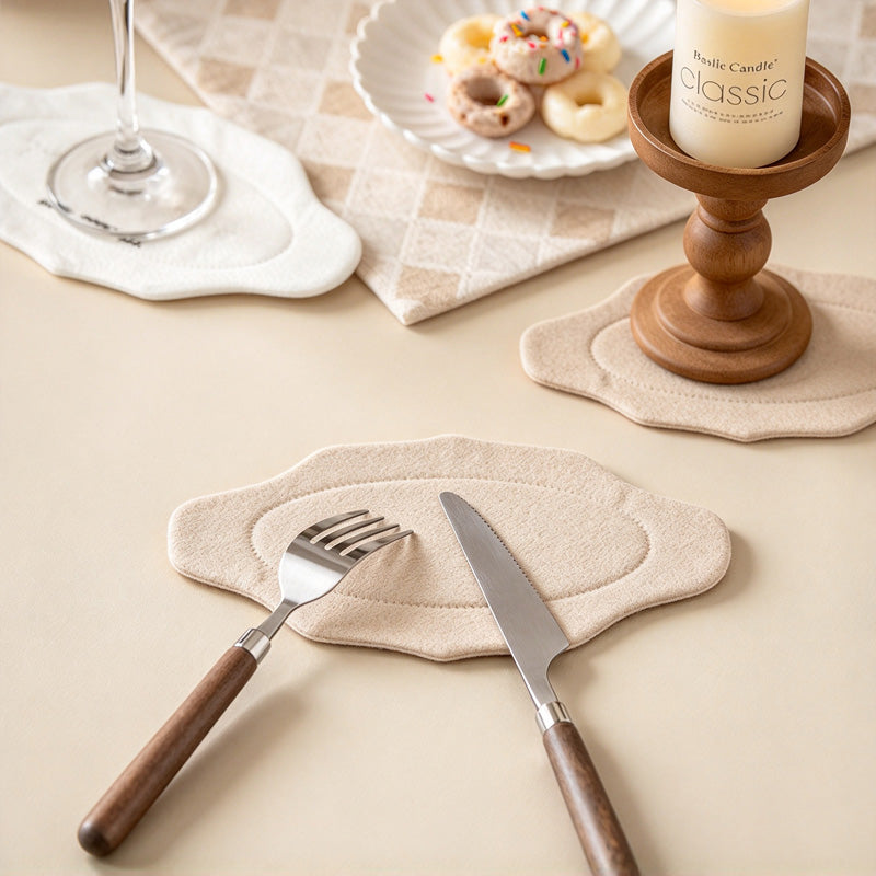 CouldNook Embroidered Coaster - Quilted Fabric Border and Octagonal Shape Choices