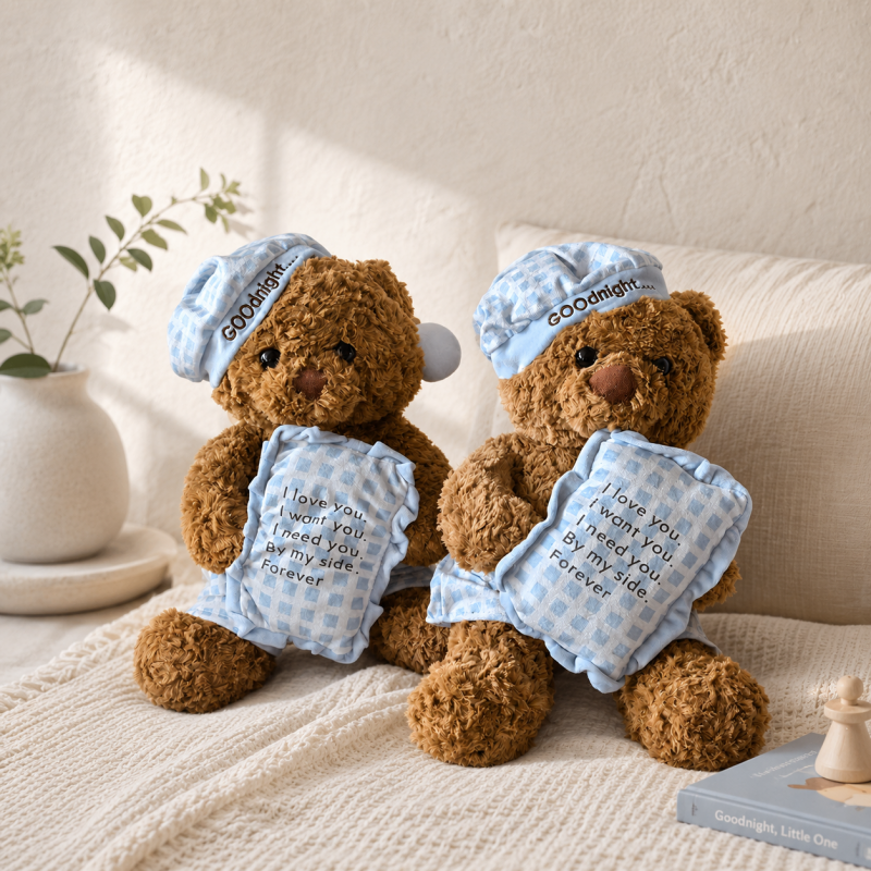 CouldNook Pajama Teddy Bear Pillow - Nightcap and Cushion