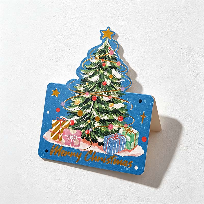 CouldNook Christmas Tree Greeting Card - Foil Lettering And Shaped Top