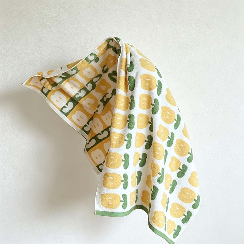 CouldNook Floral Jacquard Cotton Towel - Repeating Lily Pattern