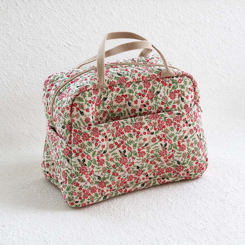 CouldNook Floral Quilted Storage Bag - Twin Handles And Front Pocket