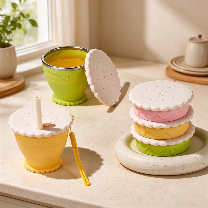 CouldNook Collapsible Travel Cup - Cookie Lid Design