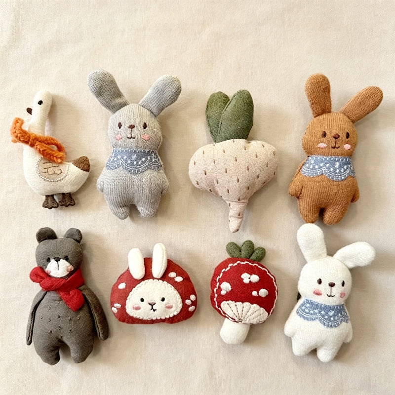CouldNook Fabric Fridge Magnet - Padded Woodland Figures and Stitched Faces