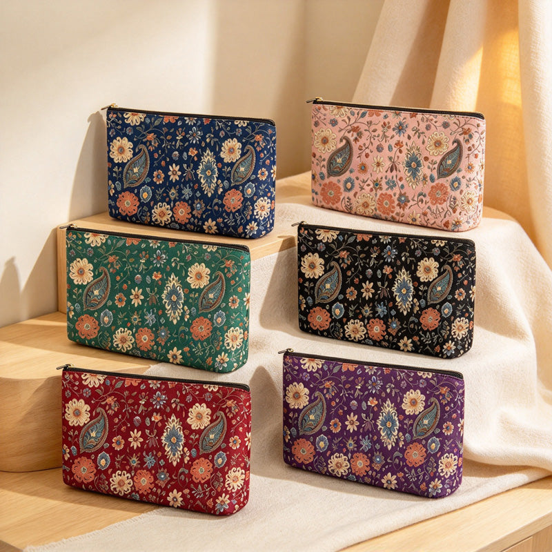 CouldNook Paisley Makeup Storage Bag - Floral Prints And Gusseted Base