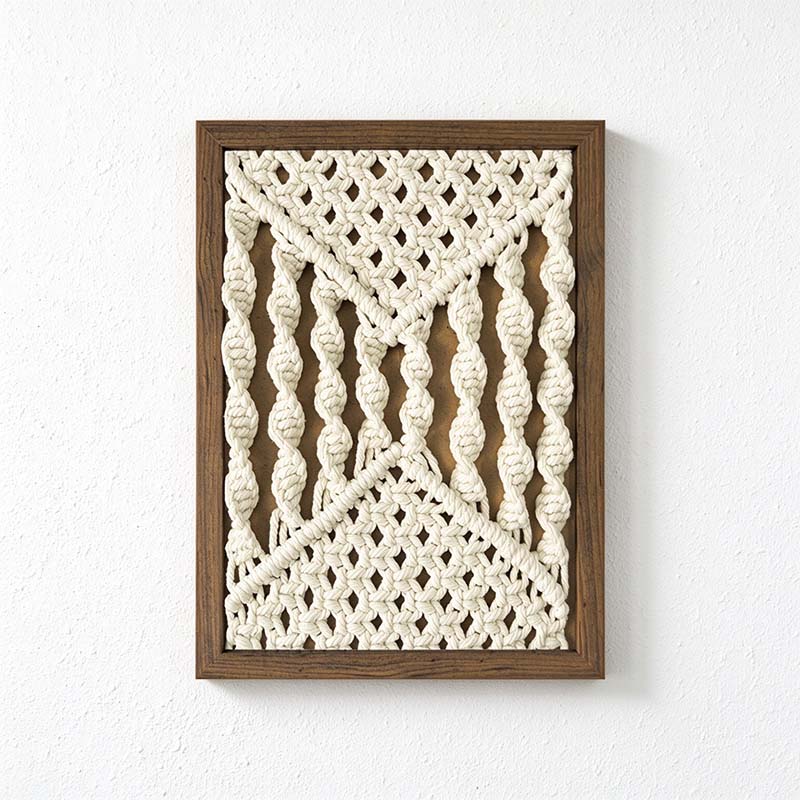 CouldNook Framed Cotton Wall Art - Knotted Patterns and Rectangular Border