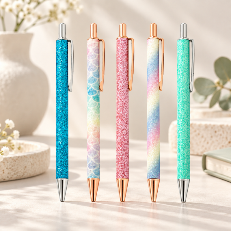 CouldNook Metal Ballpoint Pen - Glitter Finishes and Slim Clip