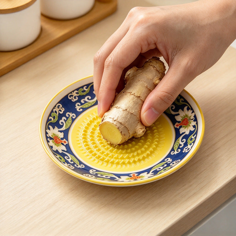 CouldNook Ceramic Grater Plate - Decorative Patterned Rim