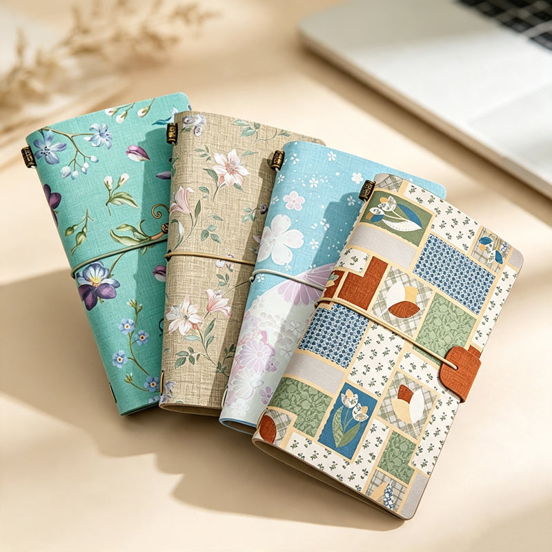 CloudNook 3-in-1 Floral Print A6 Notebook‑Refillable Vintage Journal
