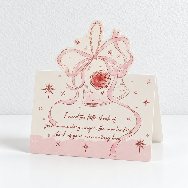 CouldNook Pink Rose Pop Up Card - Romantic Shaped Artwork