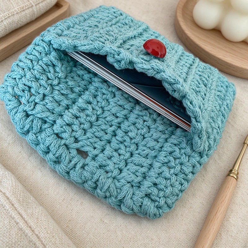 Crochet Card Pouch with Button Flap