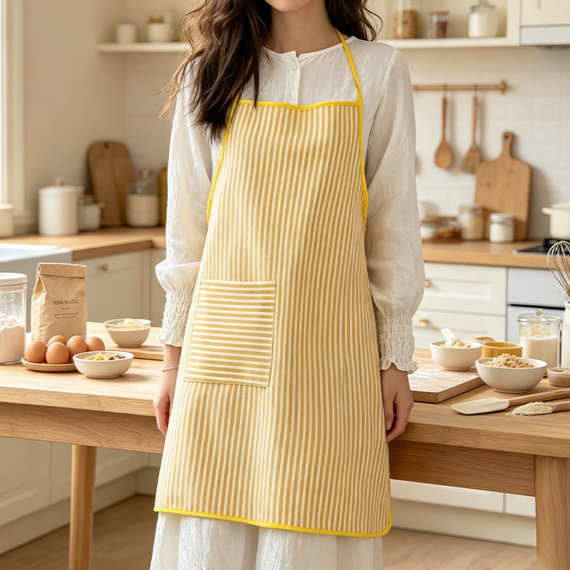 CouldNook Striped Bib Apron - Bright Piped Kitchen Cover