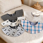 Reversible Round Baby Bib with Adjustable Snaps