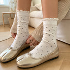 CouldNook Dotted Split-Toe Socks - Tiny Spots And Wavy Cuff Edge