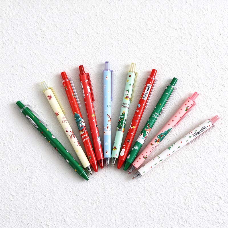 CouldNook Christmas Gel Pen - Printed Holiday Barrel And Push Button