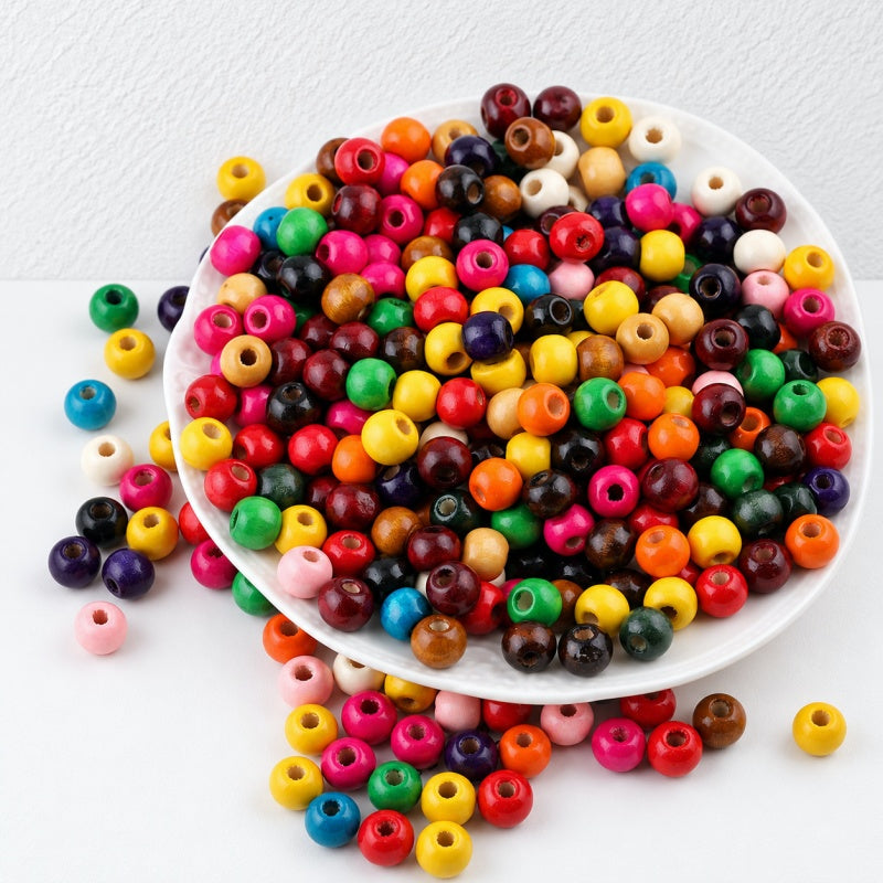 CouldNook Round Wood Beads - Mixed Colors and Threading Holes