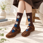CouldNook Argyle Split-Toe Socks - Diamond Pattern