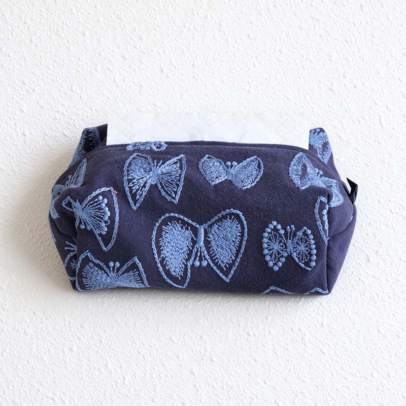 CouldNook Butterfly Tissue Box Cover - Embroidered Wings And Folded Sides