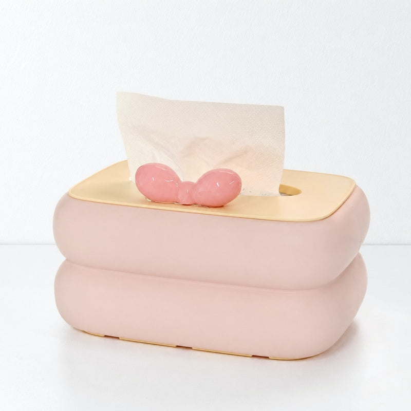 CouldNook Bowknot Plastic Desktop Tissue Box - Removable Base